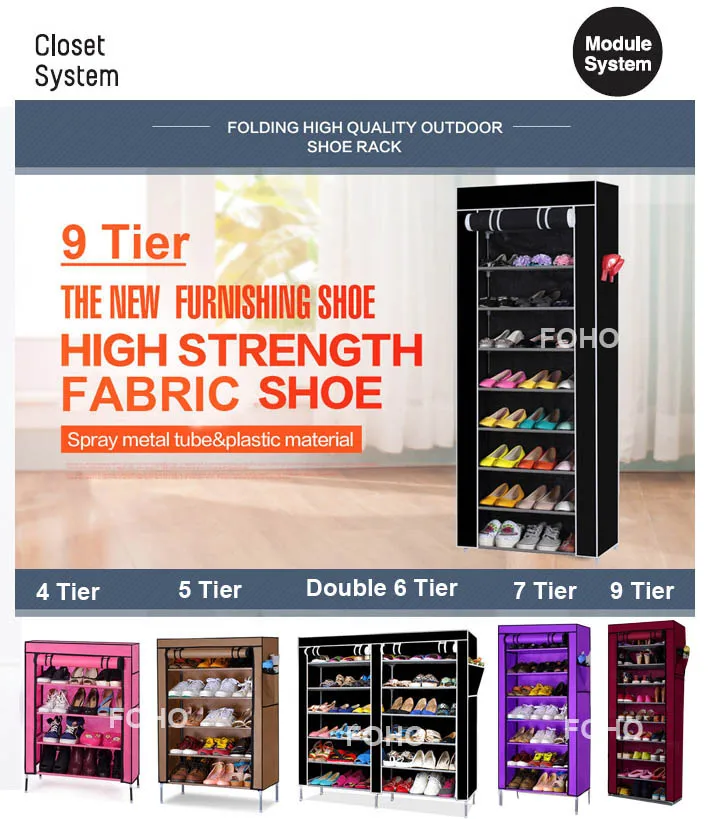 10 Tiers Shoe Rack With Dustproof Cover Closet Shoe Storage Cabinet Organizer Dark Brown View Metal Shoe Holder Doo Product Details From Yongkang Foho Sport And Leisure Co Ltd On Alibaba Com