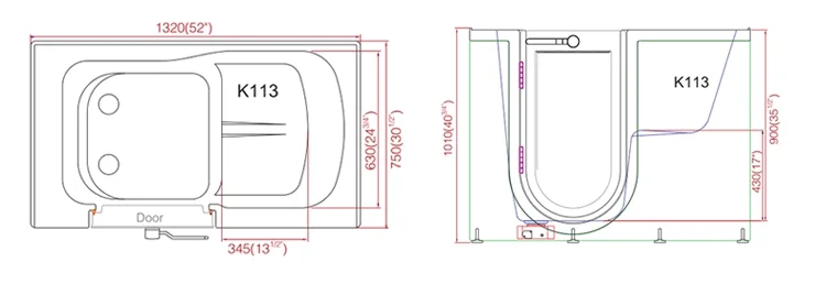 Air massage freestanding sitting acrylic elderly walk in bathtub