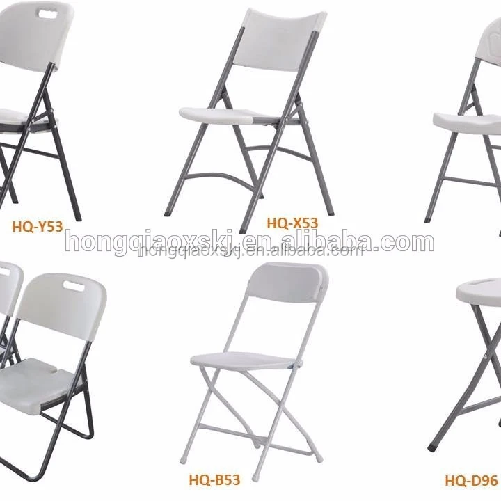 4 x Folding Chairs in White Blow Mold Plastic Garden Bistro Banquet BBQ Party