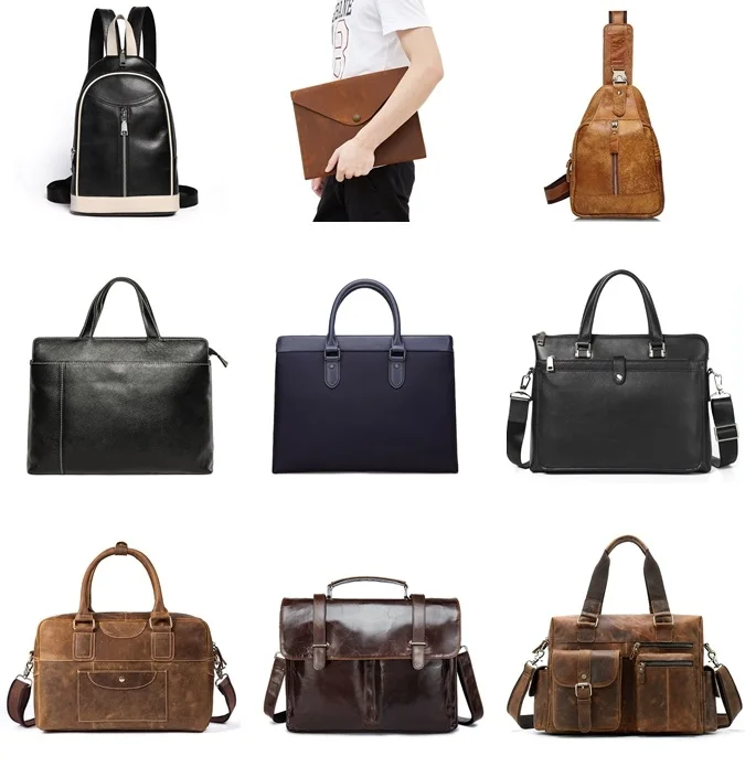 Black Fashion Brand Genuine Cow Leather Men's Briefcase Handbag Sling ...