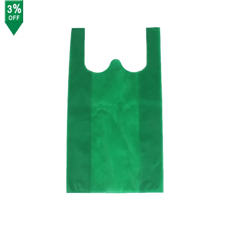 

Wholesale Polypropylene Supermarket T-shirt Non Woven Bag Shopping Nonwoven W Cut Bag, Red or customer's requirements