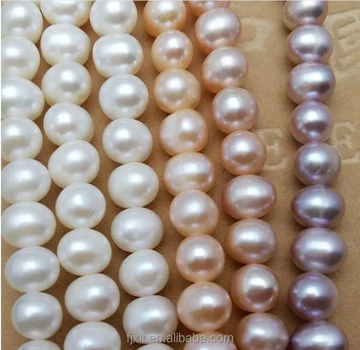 

high quality grade 7-8mm oval circled oval strong gloss white pearl in 37cm strand