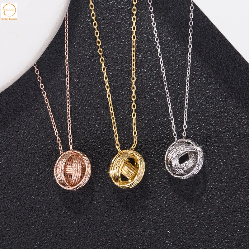 

Fashion sterling silver pendant wool knitted necklace, Sliver