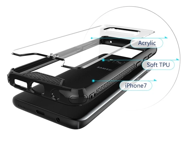 Ultra Soft Tpu Bumper Acrylic Cell Phone Case Cover For Samsung Galaxy S8 S8 plus S9 Note 8 Note 9