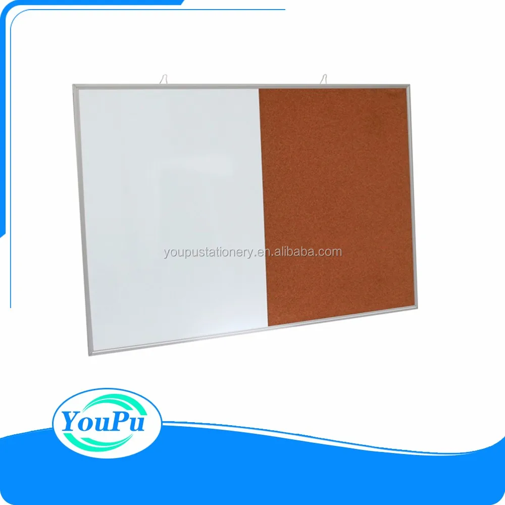 36 x 24 Inch Dry Erase & Cork Bulletin Board Set 1/2 Corkboard & Whiteboard