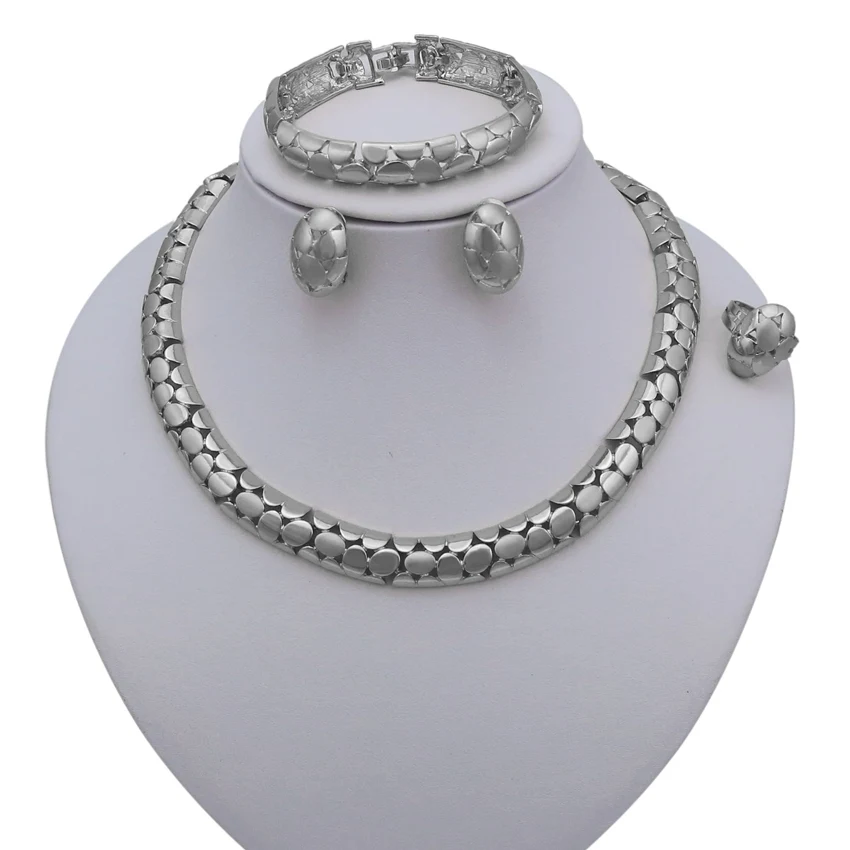 

Yulaili Jewelry Manufacturer 2019 Fashion Jewellery Online Artificial Jewellery Imitation Jewellery Silver Necklace Wedding Sets