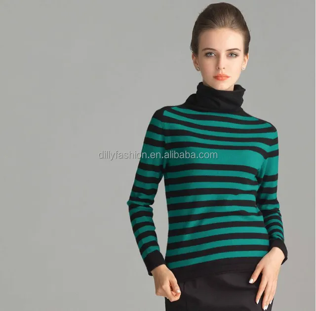 Heap Turtleneck Wool Cashmere Blended Red Black Striped Heap Turtleneck Wool Cashmere Blended Red Black Striped