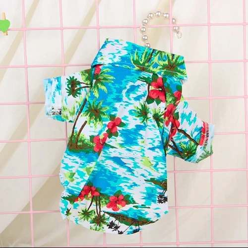 

Hawaii Fashionable Wholesale dog Clothes Hawaiian Print Dog Shirt For Summer day, Blue;white;dark blue