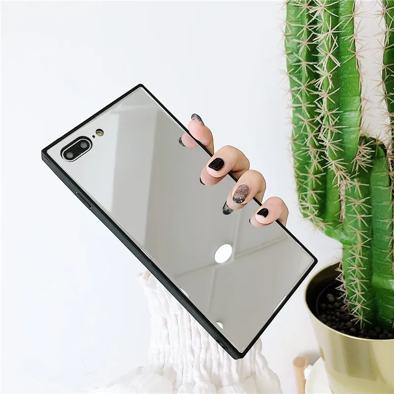 

Mirror Case Luxury Square Glass Glossy Mirror Retro Elegant Design for Apple iPhone XR(2018)6.1inch Shockproof Smooth Hard Case, Just as following photos