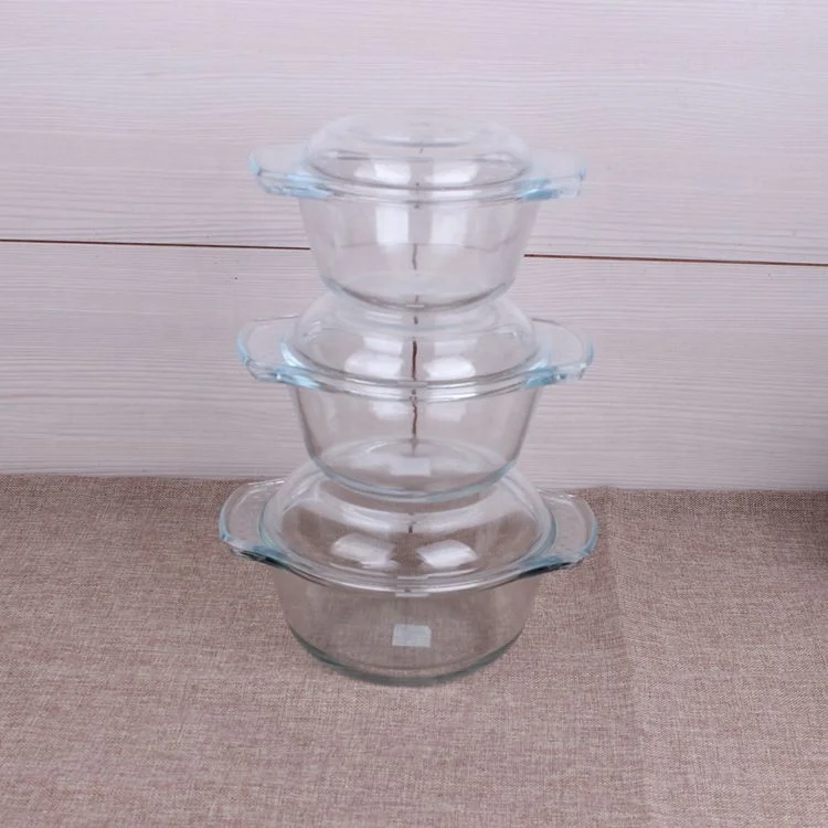

1.4L Hot selling high borosilicate pyrex round glass casserole with microwave oven safe glass lid, Clear transparent
