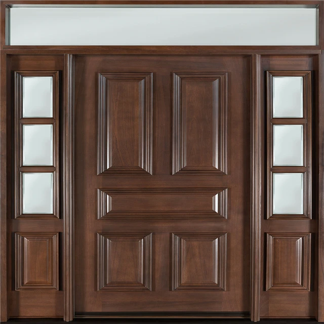 Двери входа боковая Передняя деревянная входная дверь стеклоткани с sidelights для домов