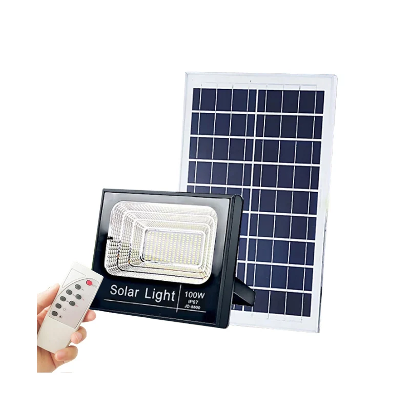 Outdoor IP67 Dust To Lawn Powerful Remote Control 100W 200W 5000 lumen Solar Led Flood Light