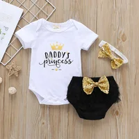 

3PCS Cute Newborn Baby Girl Outfits Clothes Tops Romper+Tutu Shorts Pants Set