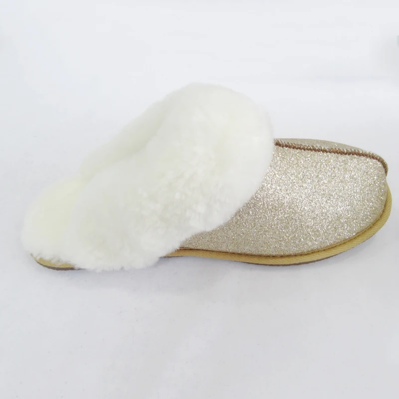 glitter sheepskin slippers