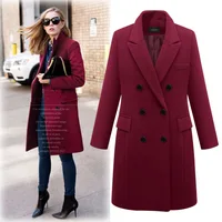 

Latest design high quality 2019 Winter woolen women coats Lady slim cashmere coat for wholesale