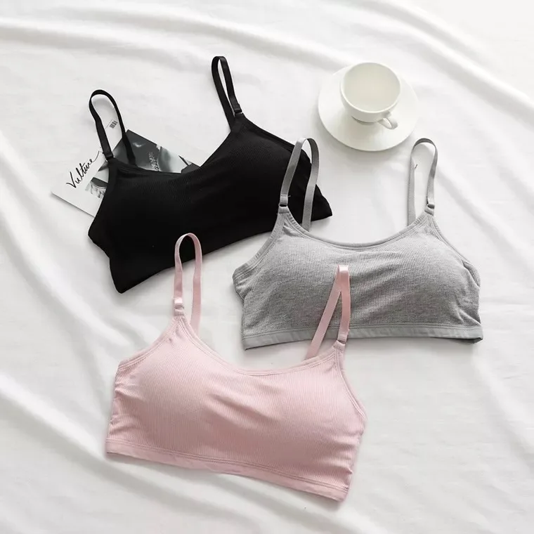 

Cotton Mini Camisole Bra Wireless Padded Sports Bra with Straps for Women Girls