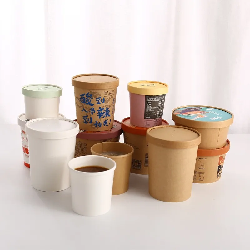 8oz-32oz Customized Printed Kraft Paper Soup Cup With Paper Lids - Buy ...