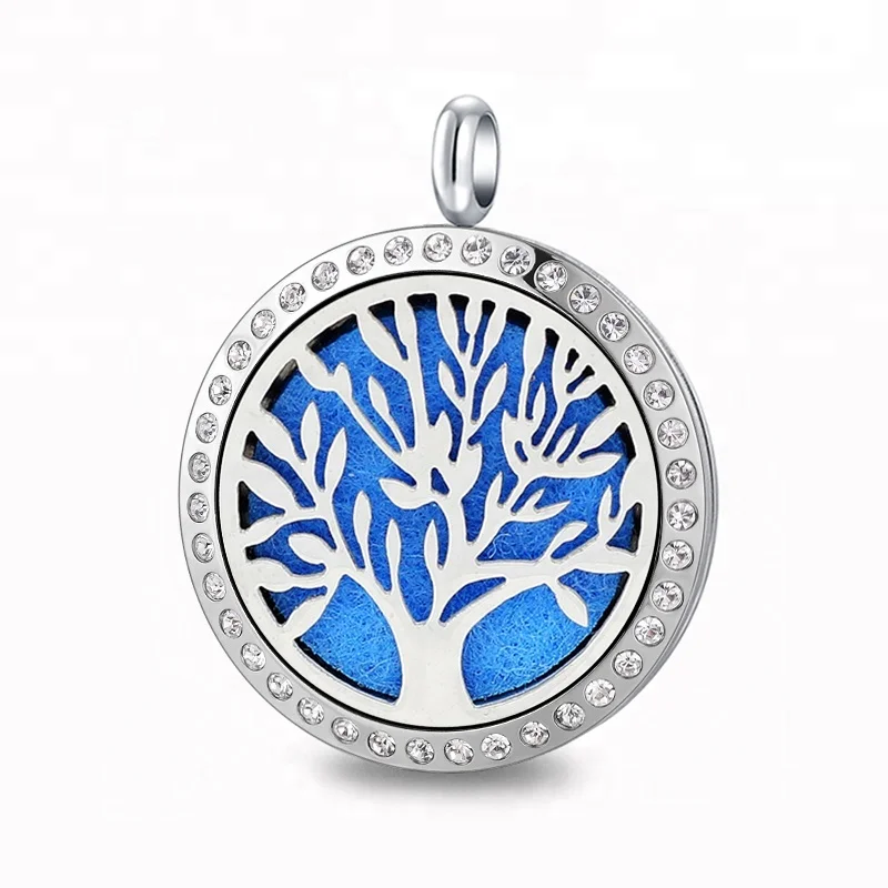 

Newly Design 316L Stainless Steel Silver Magnetic Tree of Life Jewelry Diffuser Locket Pendant