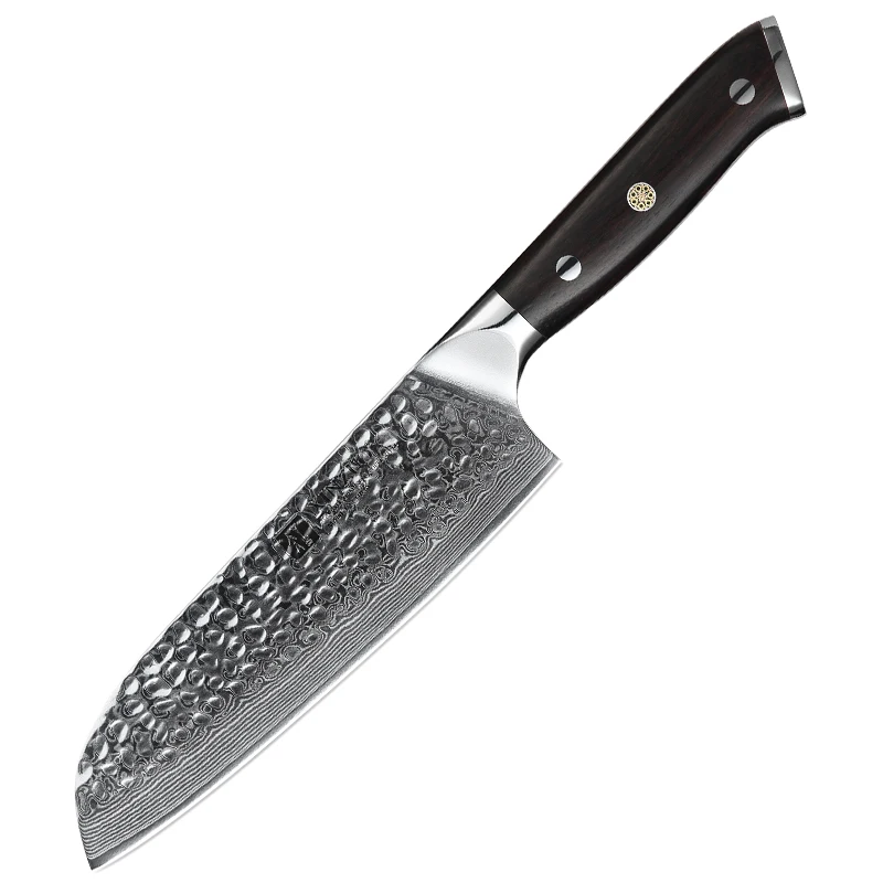 

XINZUO 7 Inch Sharp 67 Layers Damascus Steel Professional Kitchen Santoku Knife with Ebony Wood Handle