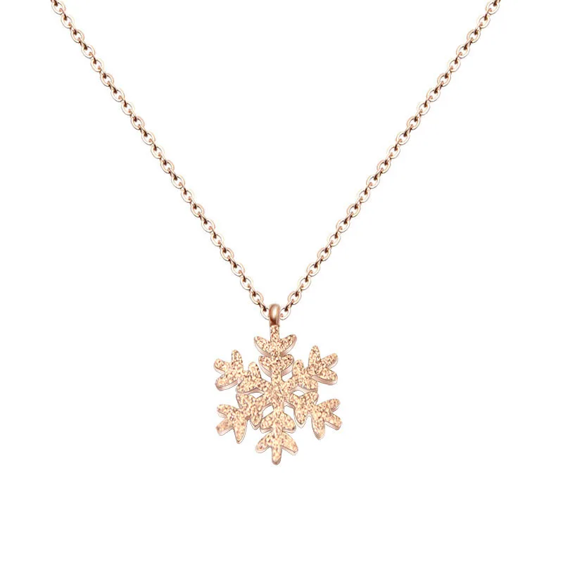 

Wholesale Charm Christmas Snowflake 18K Gold Plated Chain Necklace For Women Jewelry, Rose gold/gold/silver