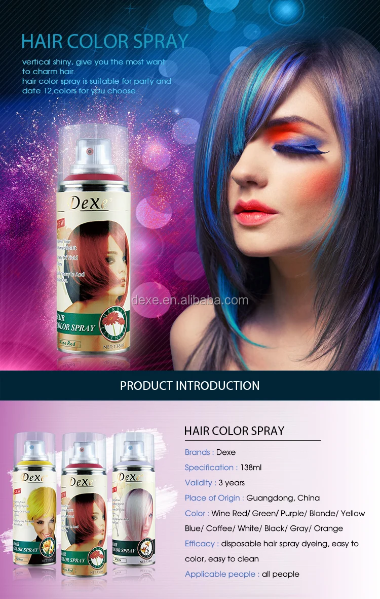 Dexe Hair Coloring Spray in Stock Temporary,temporary Hair Dye for Hair ,for Party Use Acceptable Tinplate Can Authentic High