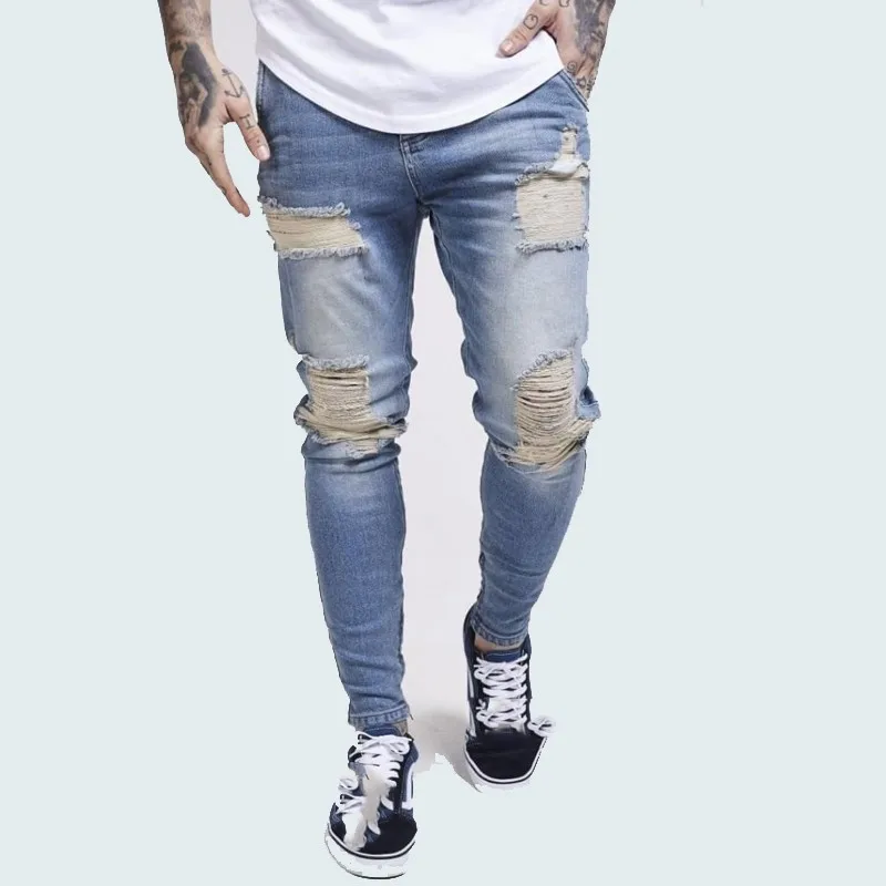 beige ripped jeans mens