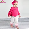 Little Girls Boutique Remake Clothing Sets Hot Pink Icing Ruffle Shirt And White Pant 2pcs Kids Fall Boutique Outfits