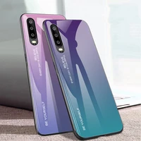 

Gradient Change Color Tempered Glass Case Soft TPU Bumper Shockproof Phone Cover Case For Samsung Galaxy A40 A50 A60 A70 A80 A90