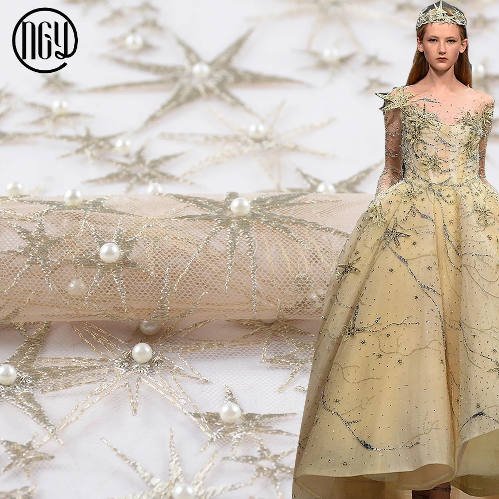 

Latest design professional polyester net tulle stone bead embroidery fabric, As pictures or customized