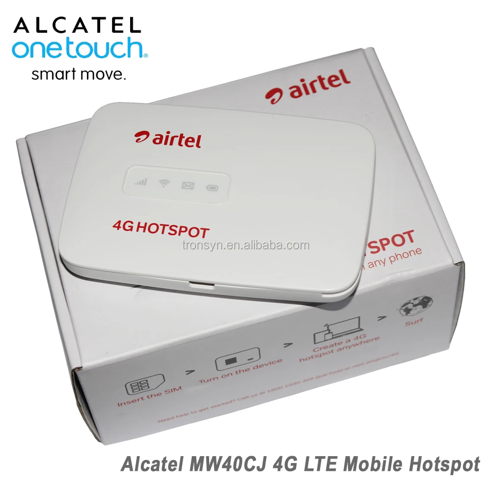 

Original Unlock 150Mbps Alcatel MW40 MW40CJ Airtel 4G Hotspot Support LTE FDD B1 B3 B5, White,black