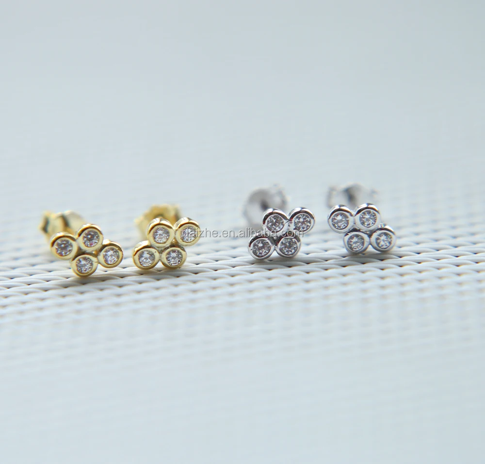 

2021 AAA cubic zirconia gold silver stamp 925 cute cz stud earring