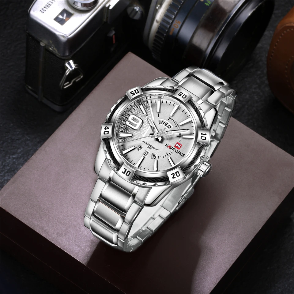 Naviforce Men Watches 9117s Luxury Quartz Watch Stainless Steel Wrist ...
