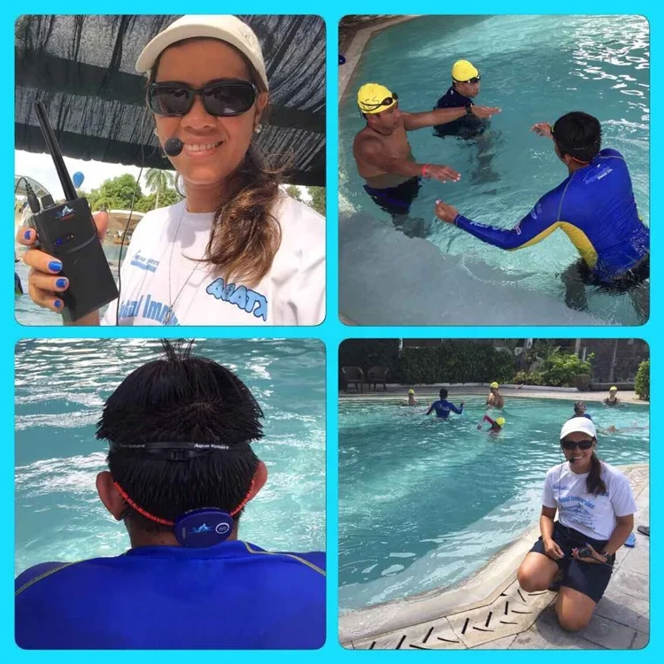 
New Swimming Teaching no Shouting One-Way Intercom FM Transmitter Receiver Headphone Bone conduction 