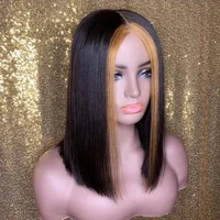 

Custom Order Silk Straight bob wig Ombre 2 tone Human hair 130% Density 360 full lace wigs factory wholesgale support custom wis