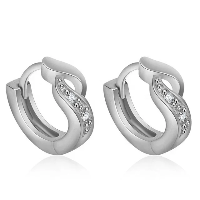 

New Fashion Women's Silver Color Jewelry Round Circle Crystal Clip Earrings Shiny CZ Zircon Jewelry Brincos Femme