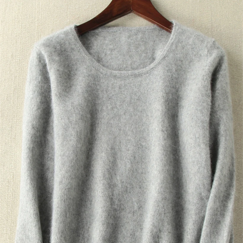 Wholesale Women Sweaters Mink Cashmere Blended Yarn Knitting Pullover Round neck  Ladies Jumper