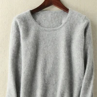 

Wholesale Women Sweaters Mink Cashmere Blended Yarn Knitting Pullover Round neck Ladies Jumper