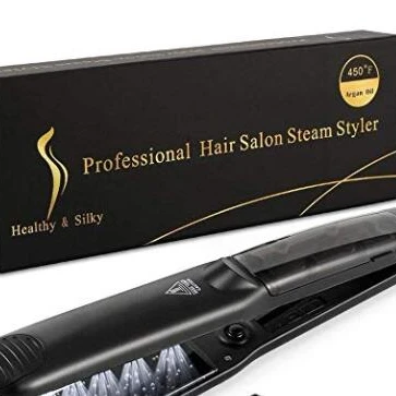 

Infrared Steam Straighteners for Hair, Professional Steam Infrared Hair Iron with 2 Inch Wide Ceramic Tourmaline Plates Temperat, Black