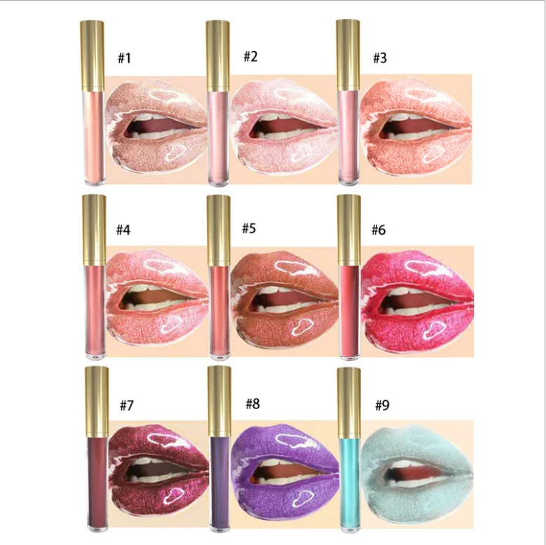 

2019 hot new Makeup Glitter lipgloss shiny glossy lipgloss create your own brand liquid lipstick Waterproof, 15 shiny colors