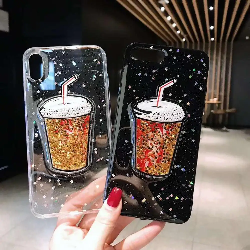 

Bling Glitter Gold Foil Design Clear TPU Cell Phone Case For IPHONE XS MAX CASE