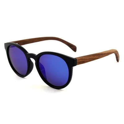 

HDCRAFTER custom Bamboo wood Polarized Sun glasses river Men Wooden eyeglasses frame round shades unisex high quality CE