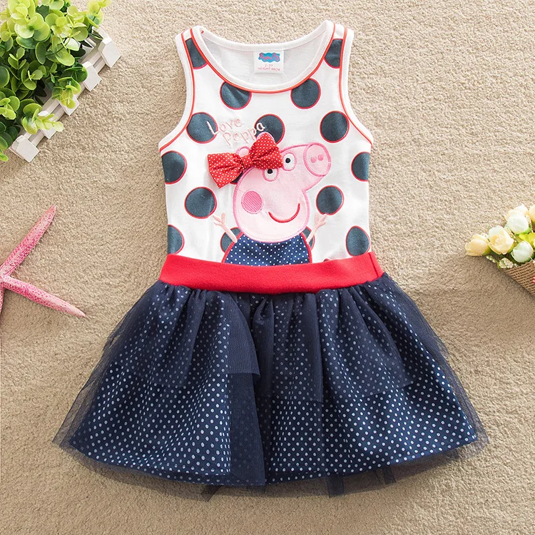 

The new summer European pig Paige's children's clothing Girls Princess Dress pleated skirts, Pic