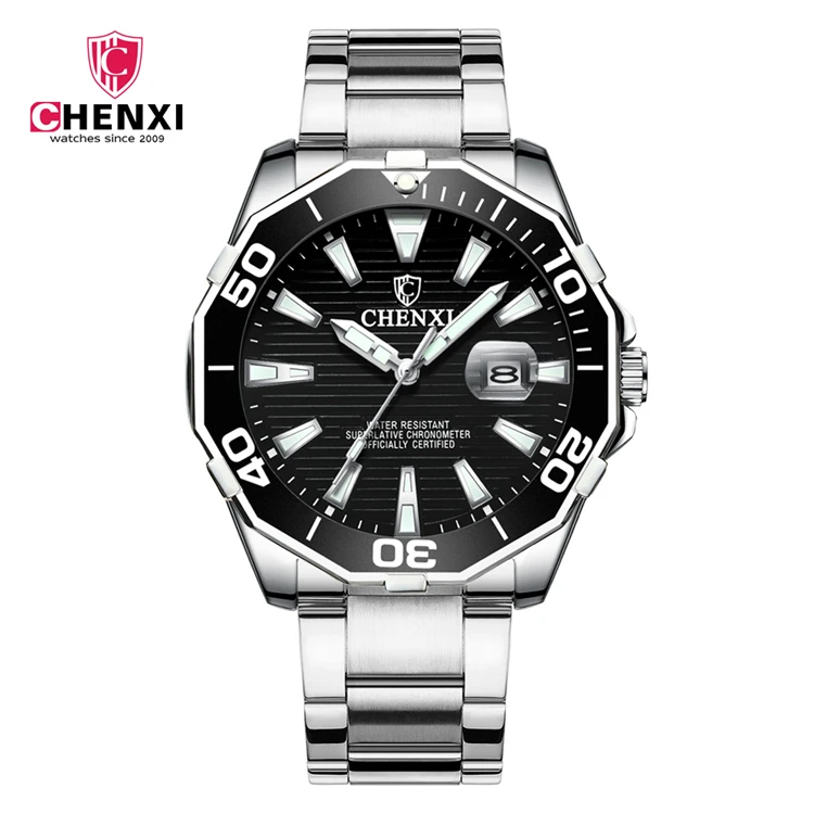 

2021 Luxury Fashion Mens Watches Quartz Steel Waterproof Diver Chenxi 8205 Top Brand Green Wrist Watch For Man