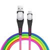 2019 New Product Fast Charging Usb Cable Fabric Weaving Data Sync Rainbow Charging Cable For Phones