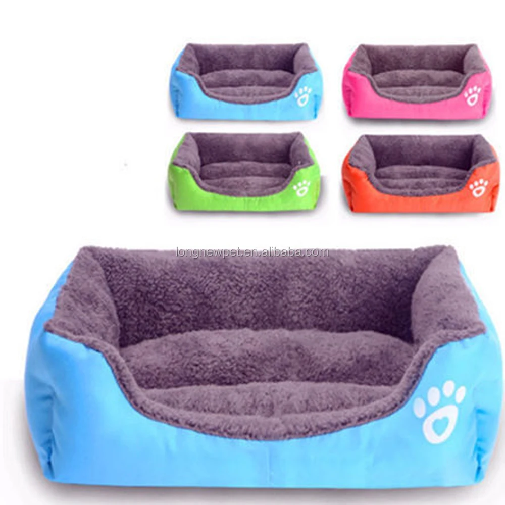

Machine Washable Ultra Soft Pet Sofa Rectangle Pet Bed with Dog Paw Printing