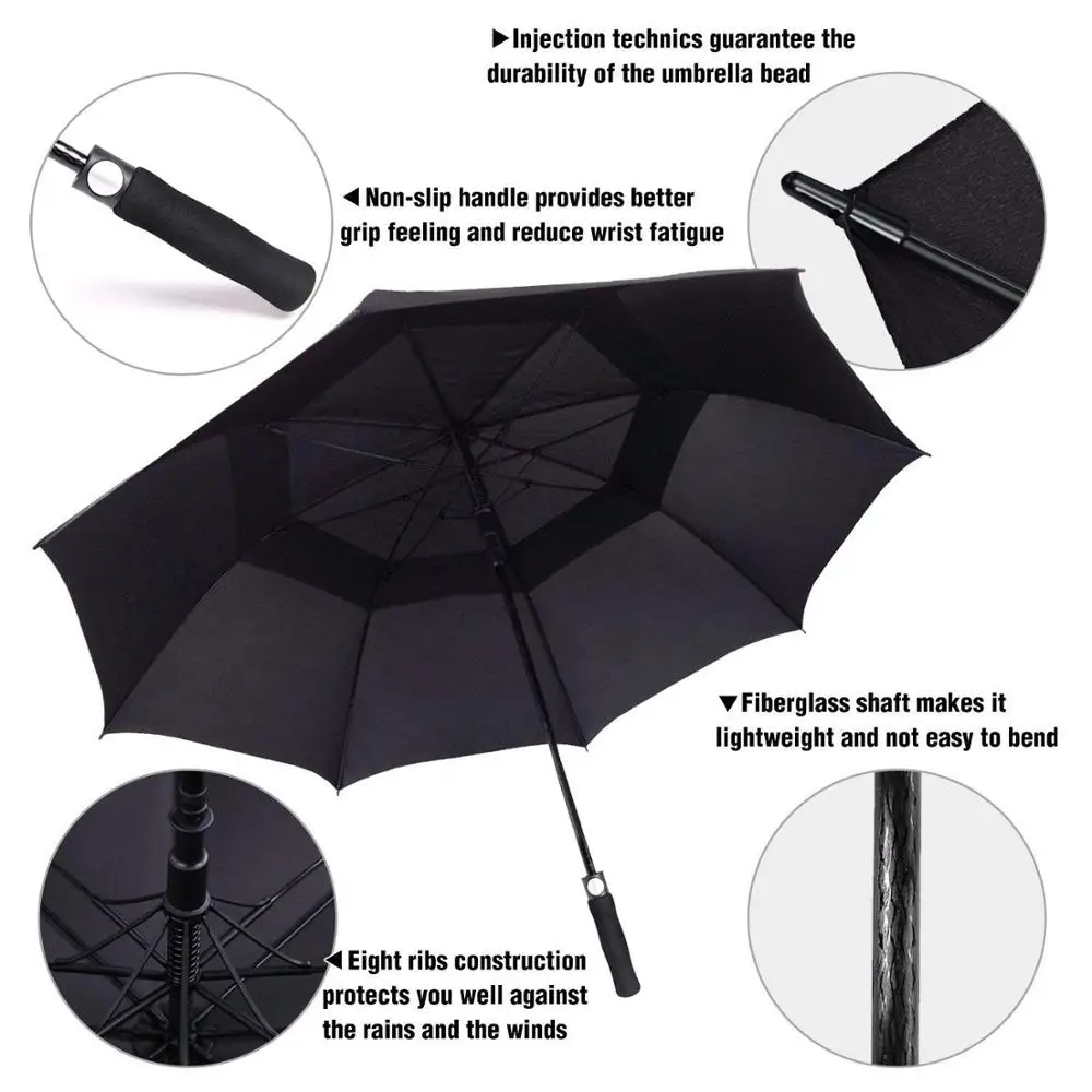 
Windproof Large 62 Inch Double Canopy Vented Automatic Open Extra Large Oversized,Sun Protection Ultra golf umbrella 
