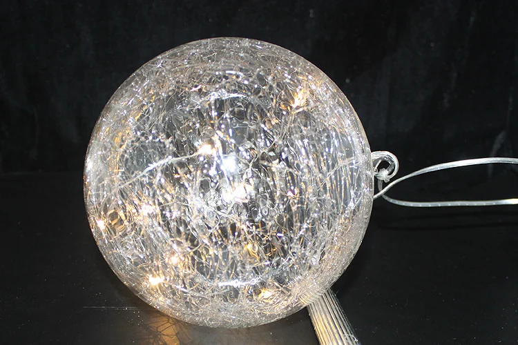 Battery Operated Big Hanging Crackle Glass Ball Decoration With