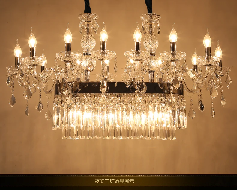 Light luxury lighting glass candle crystal chandelier for living room bedroom villa hotel