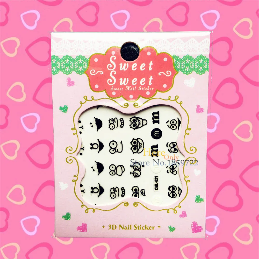1PC Fashion Style 3D Nail Sticker Cartoon Smile Face Design Nail Art Decals HCML 021 Easy