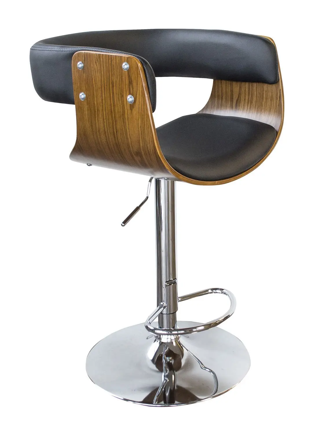 bangyao Saddle Stool Plastic Flat bar Stool Black Stylish Comfortable Swivel bar Stool Black PU Leather Rotate 360 Degrees